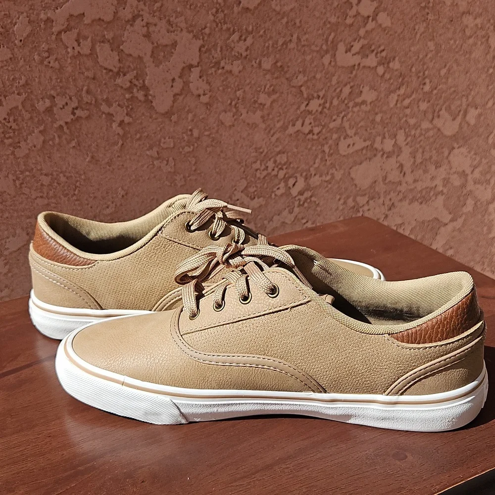 Dockers Tan Faux Leather Lace-up Sneakers Tennis Shoes 8.5 - Picture 7 of 10